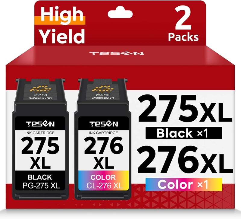 TESEN PG-275XL CL-276XL Replacement for Canon Ink 275 and 276 PG275 CL276 275XL 276XL Ink Cartridge Combo Pack for PIXMA TR4720 TS3522 TS3500 TR4700 TR4722 TS3720 printer Ink Cartridge (Black Color,2-Pack) - Image 1